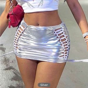 Lace Up Side Bodycon Skirt